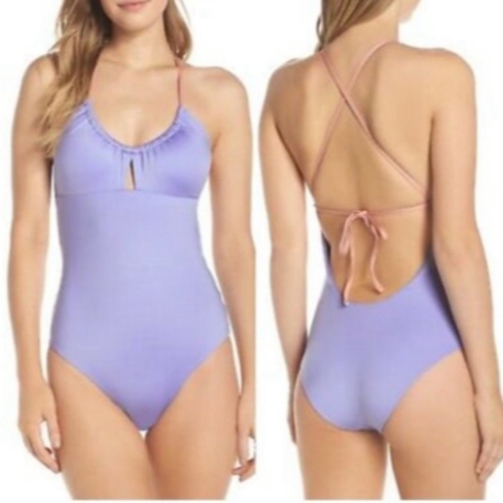 Patagonia Purple One Piece Swimsuit with Criss-Cross Straps